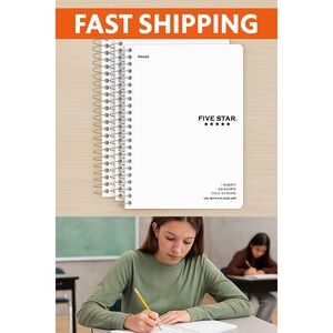 3x Five Star Spiral Notebook College Ruled 100‎ Sheets White 1-Subject 72456 NEW